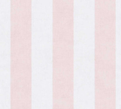 Carta da parati a righe medie Rosa e Bianco Panna