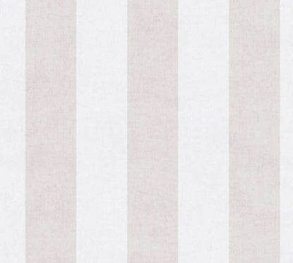 Carta da parati a righe medie Beige e Bianco Panna