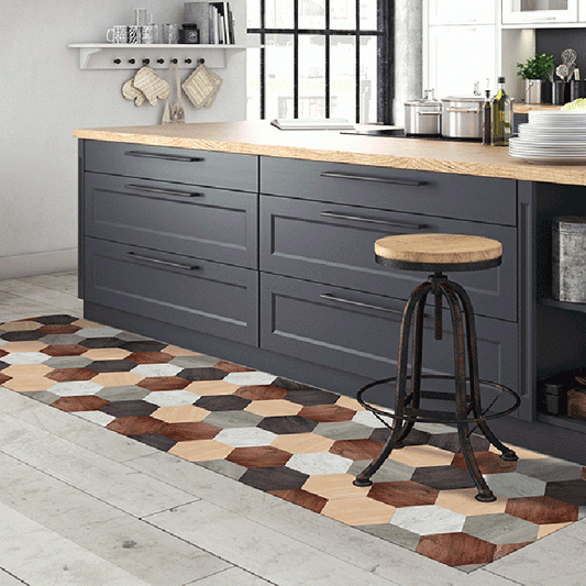 Passatoia in vinile esagoni legno