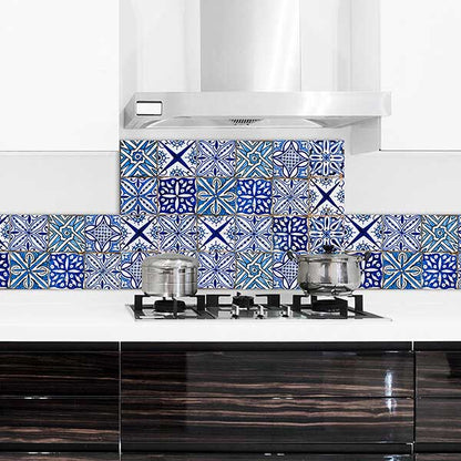 Paraschizzi cucina in alluminio Azulejos Azzurro