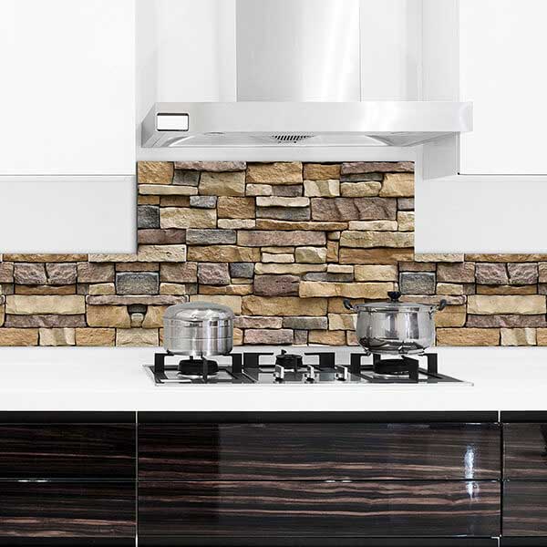 Paraschizzi cucina in alluminio Pietre Rustiche