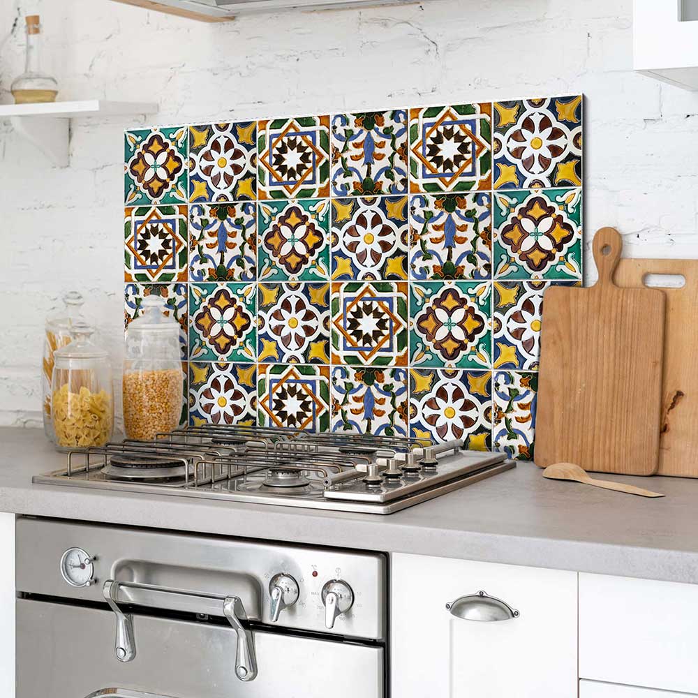 Paraschizzi cucina in alluminio Piastrelle