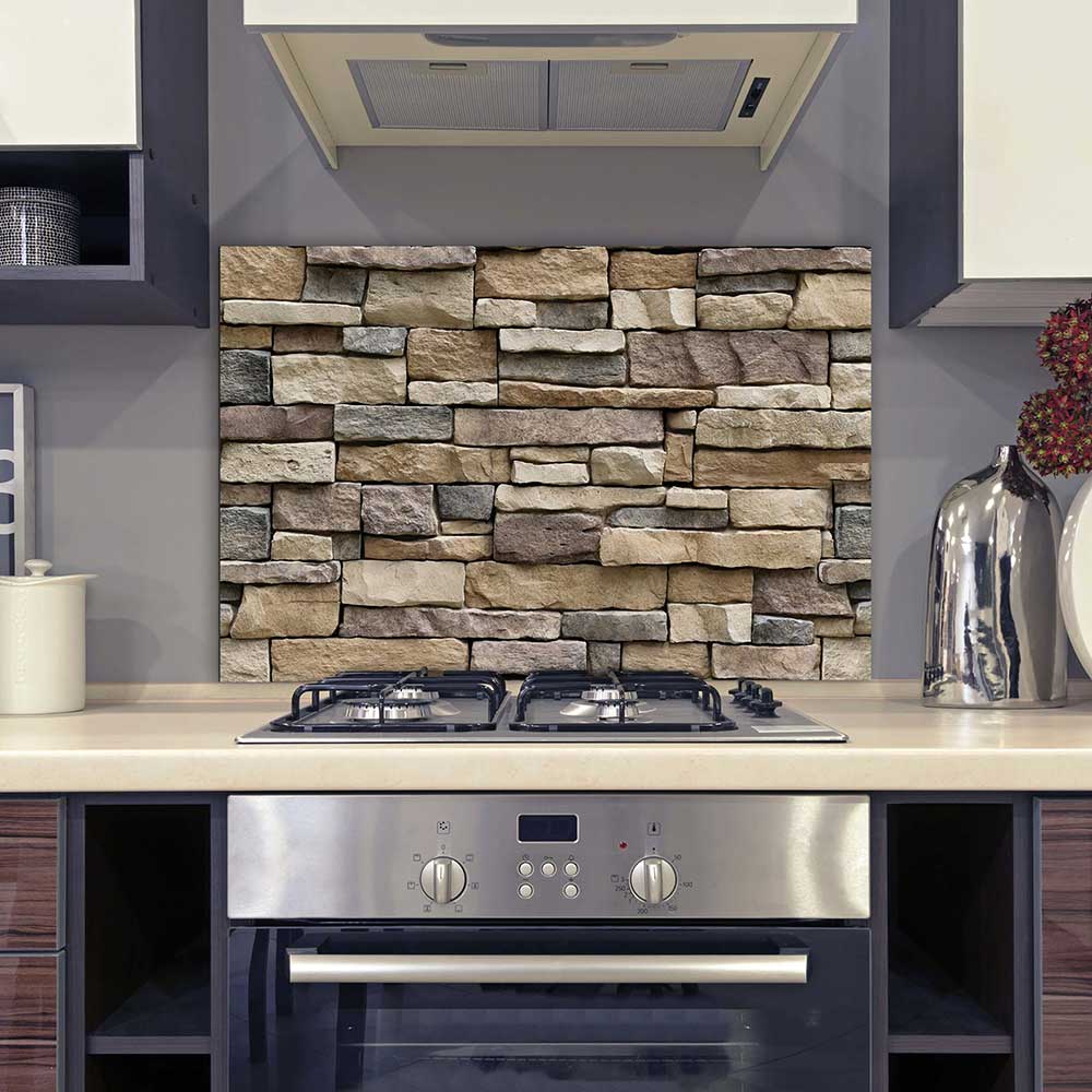 Paraschizzi cucina in alluminio Pietre Rustiche