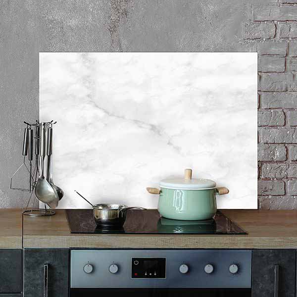 Paraschizzi cucina in alluminio Marmo Bianco