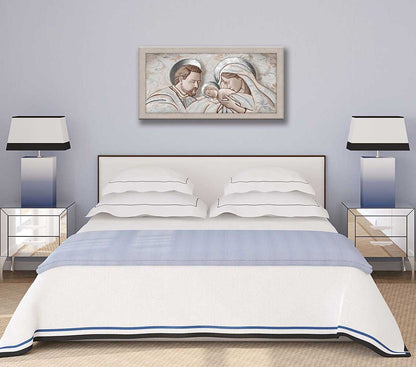 Quadro religioso Kiss Ceramic con cornice beige moderno
