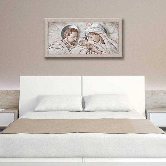 Quadro religioso Kiss Ceramic con cornice beige moderno