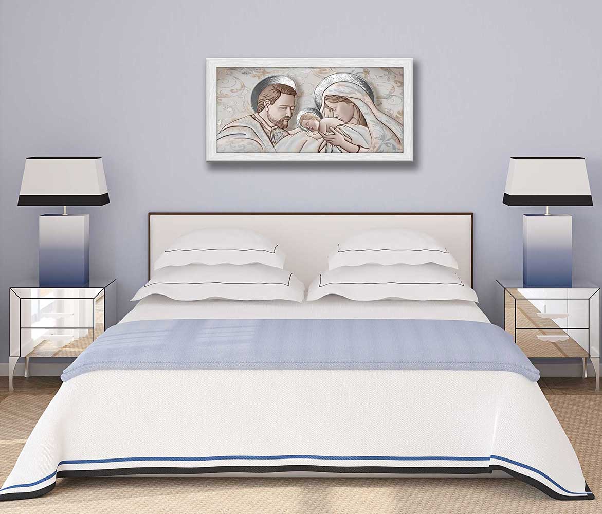 Quadro religioso Kiss Ceramic con cornice grigia moderno