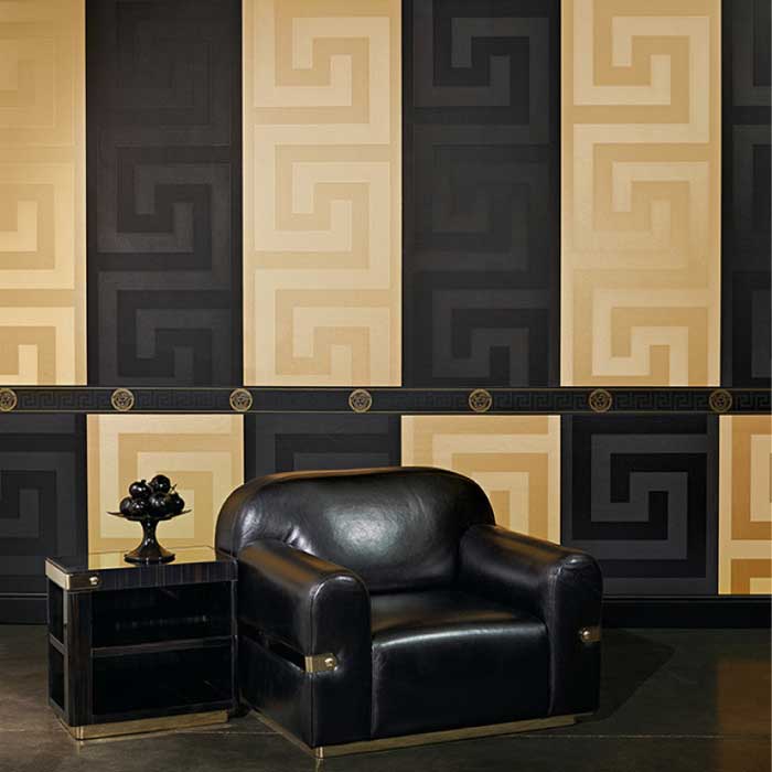 Carta da parati Versace Greek Key Nero