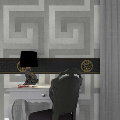Carta da parati Versace Greek Key Argento