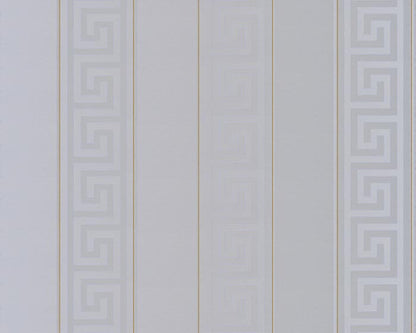 Carta da parati Versace Greek Key Righe Argento