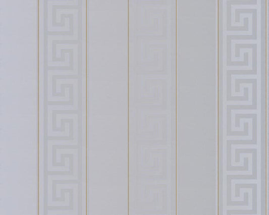 Carta da parati Versace Greek Key Righe Argento