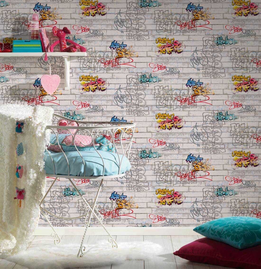 Carta da parati mattoni Graffiti Urbani