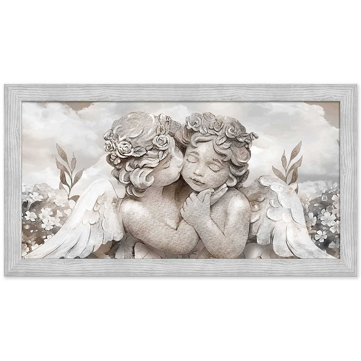 Quadro religioso Angioletti con cornice grigia moderno