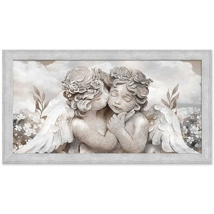 Quadro religioso Angioletti con cornice grigia moderno
