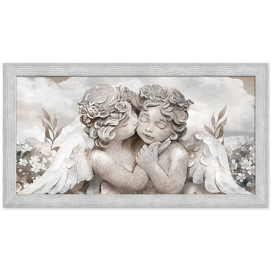 Quadro religioso Angioletti con cornice grigia moderno