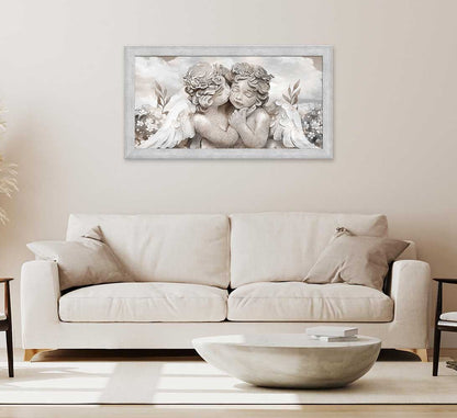 Quadro religioso Angioletti con cornice grigia moderno