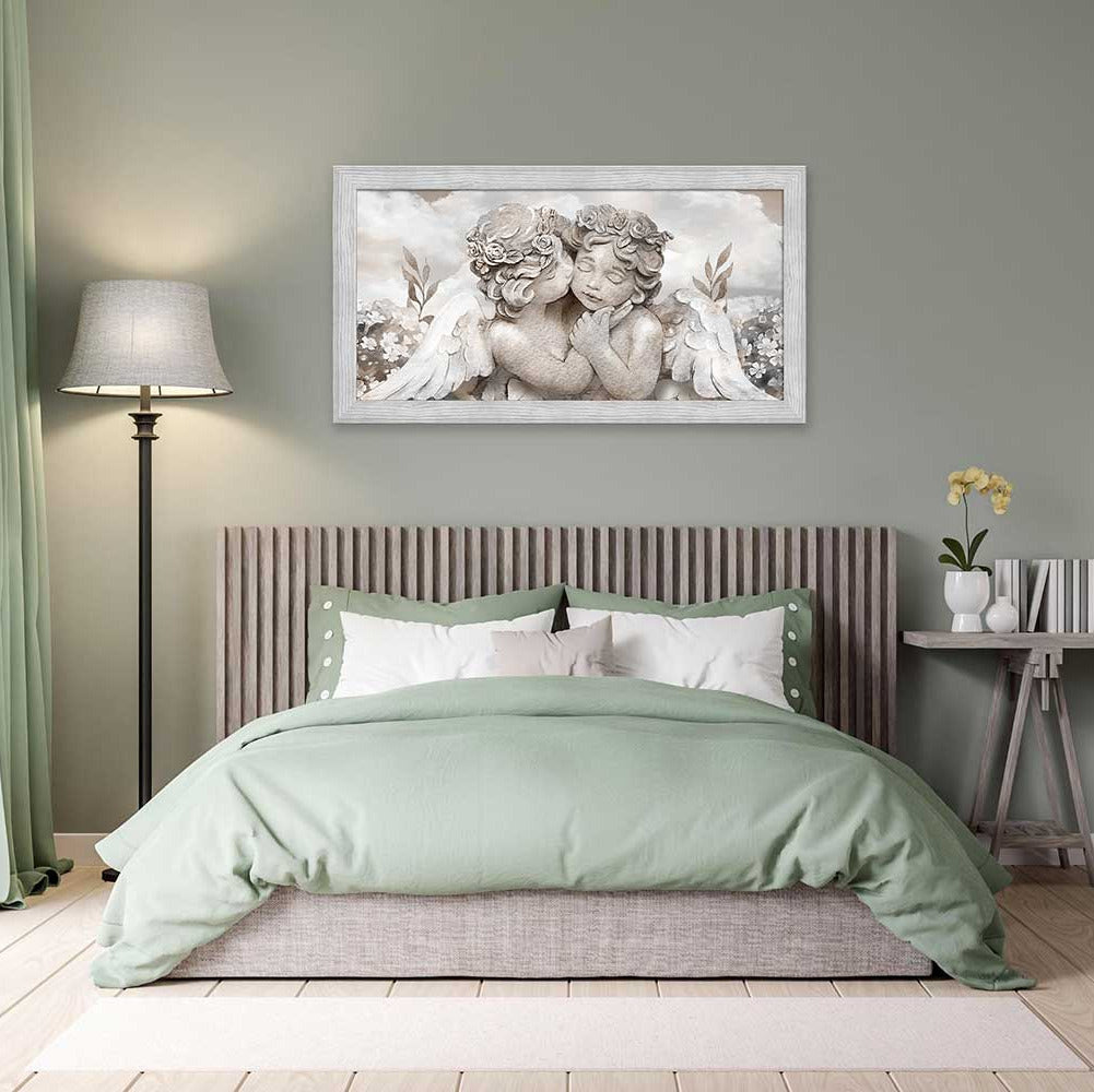 Quadro religioso Angioletti con cornice grigia moderno