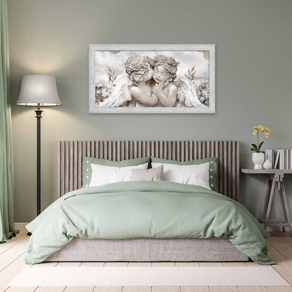 Quadro religioso Angioletti con cornice grigia moderno
