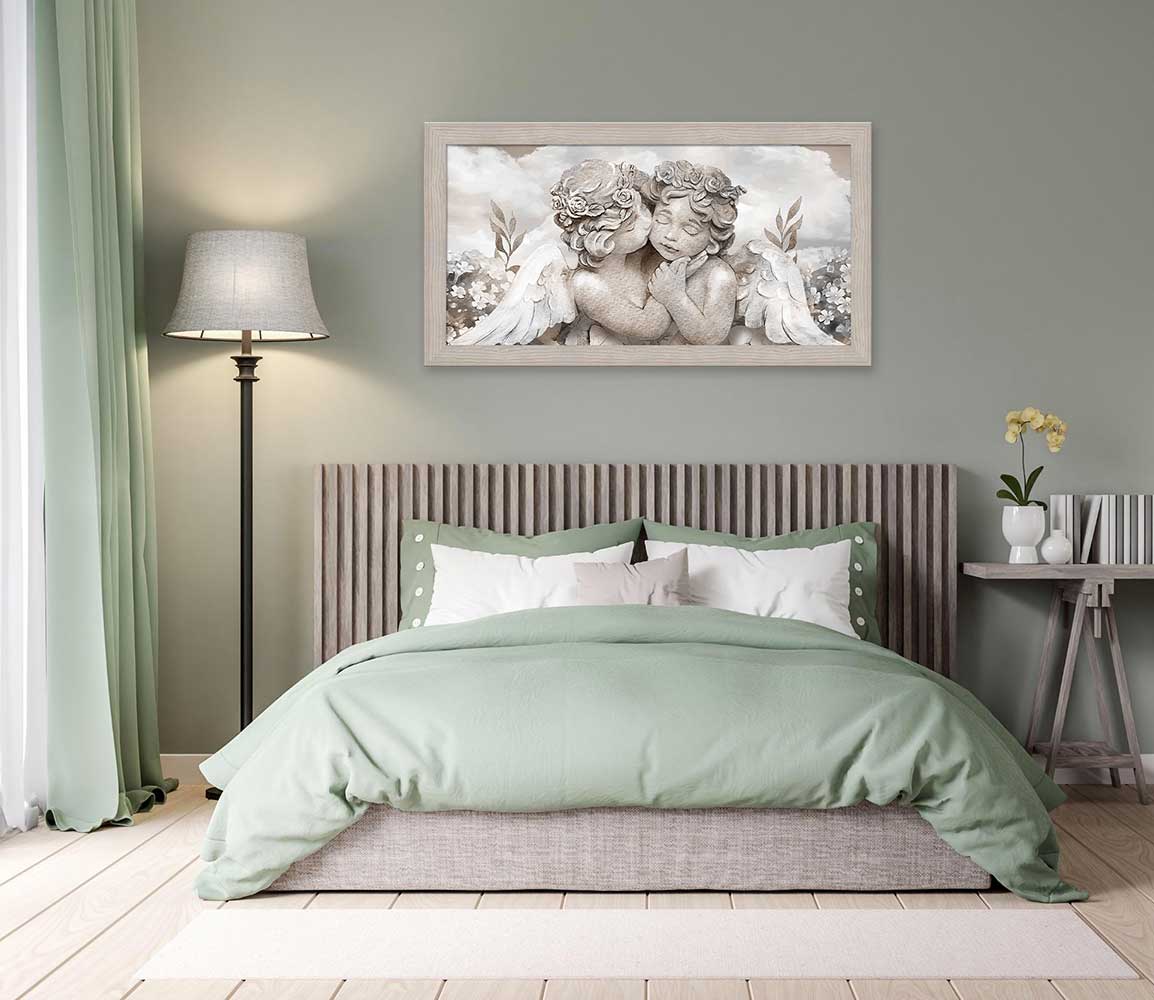 Quadro religioso Angioletti con cornice beige moderno