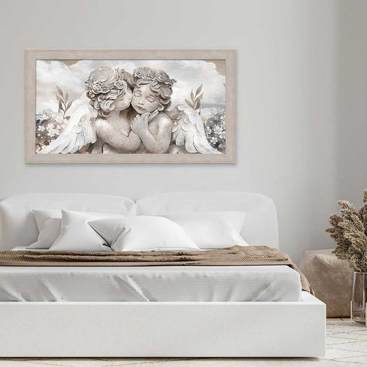 Quadro religioso Angioletti con cornice beige moderno