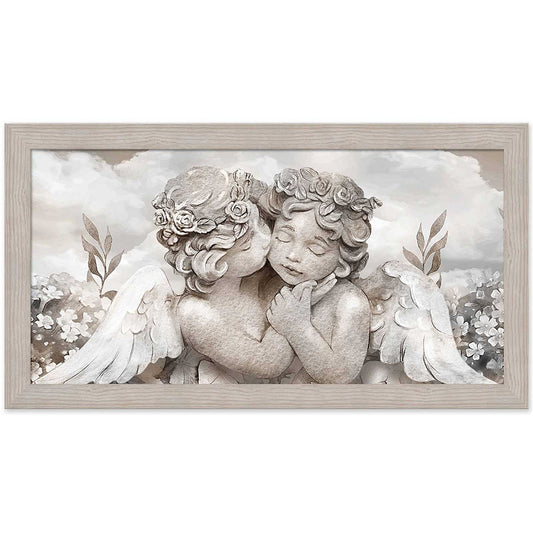 Quadro religioso Angioletti con cornice beige moderno