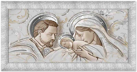 Quadro su tela Kiss Ceramic con glitter e cornice argento