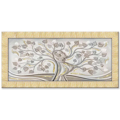 Quadro Abbraccio nell'Albero con glitter e cornice oro su tela