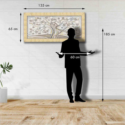 Quadro Abbraccio nell'Albero con glitter e cornice oro su tela