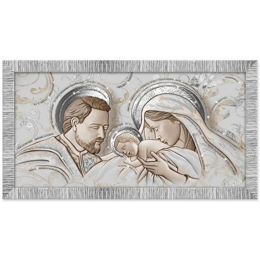 Quadro religioso Kiss Ceramic con glitter e cornice argento