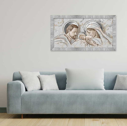 Quadro religioso Kiss Ceramic con glitter e cornice argento