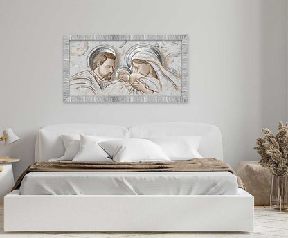 Quadro religioso Kiss Ceramic con glitter e cornice argento