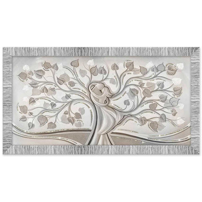 Quadro Abbraccio nell'Albero con glitter e cornice argento