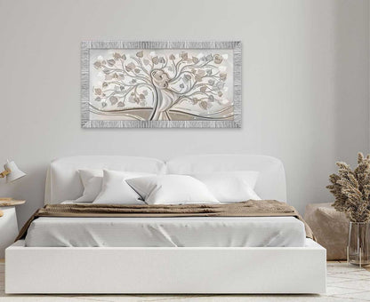 Quadro Abbraccio nell'Albero con glitter e cornice argento
