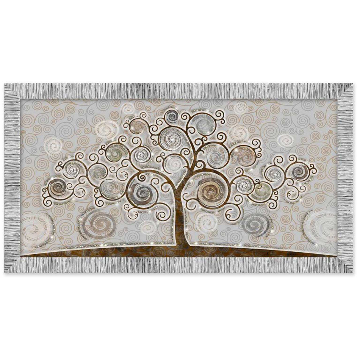 Quadro Albero della Vita con glitter e cornice argento