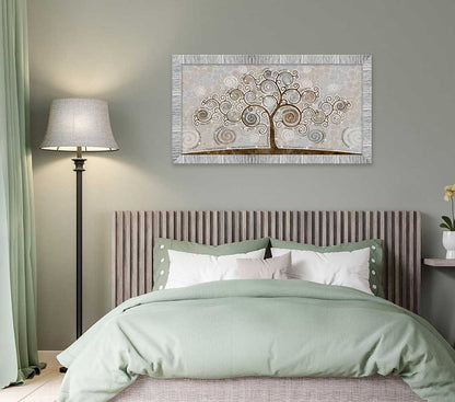 Quadro Albero della Vita con glitter e cornice argento