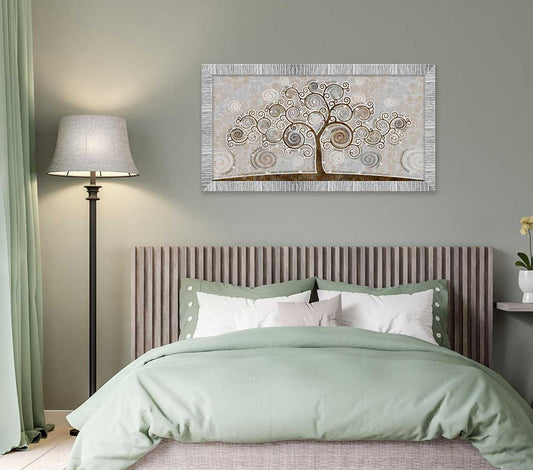 Quadro Albero della Vita con glitter e cornice argento
