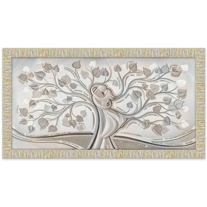 Quadro Abbraccio nell'Albero con glitter e cornice oro