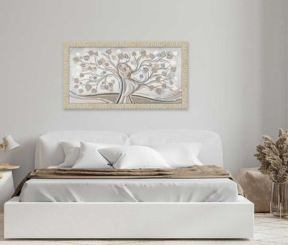 Quadro Abbraccio nell'Albero con glitter e cornice oro
