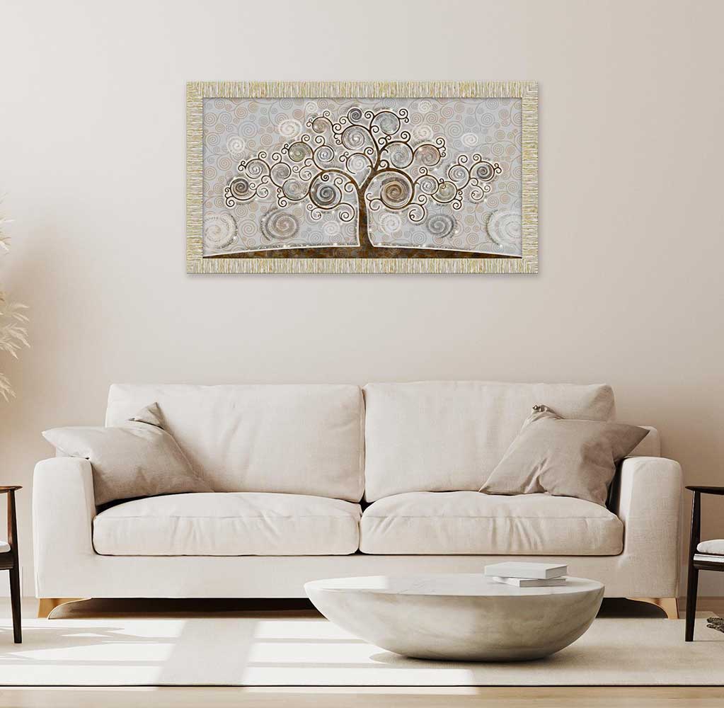 Quadro Albero della Vita con glitter e cornice oro
