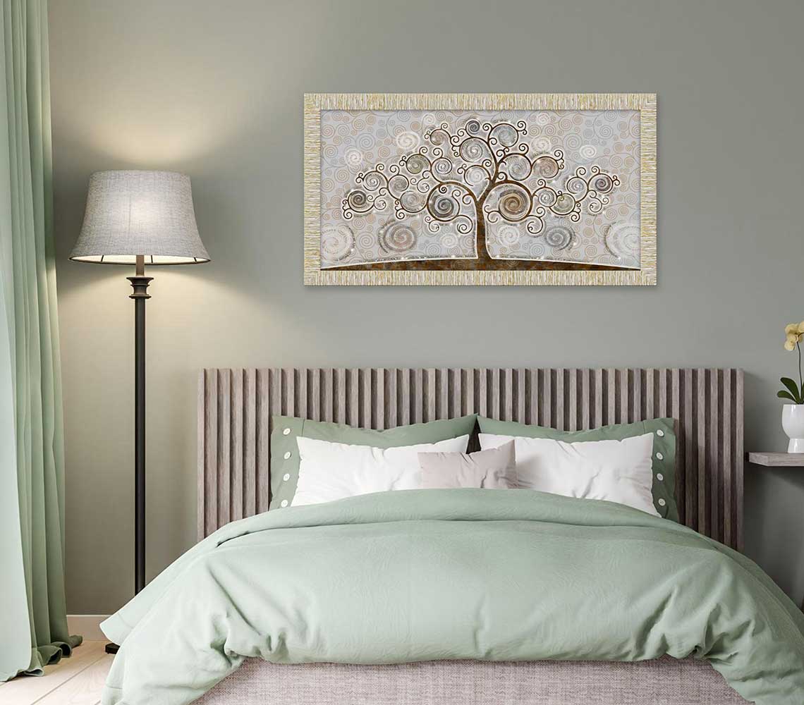 Quadro Albero della Vita con glitter e cornice oro