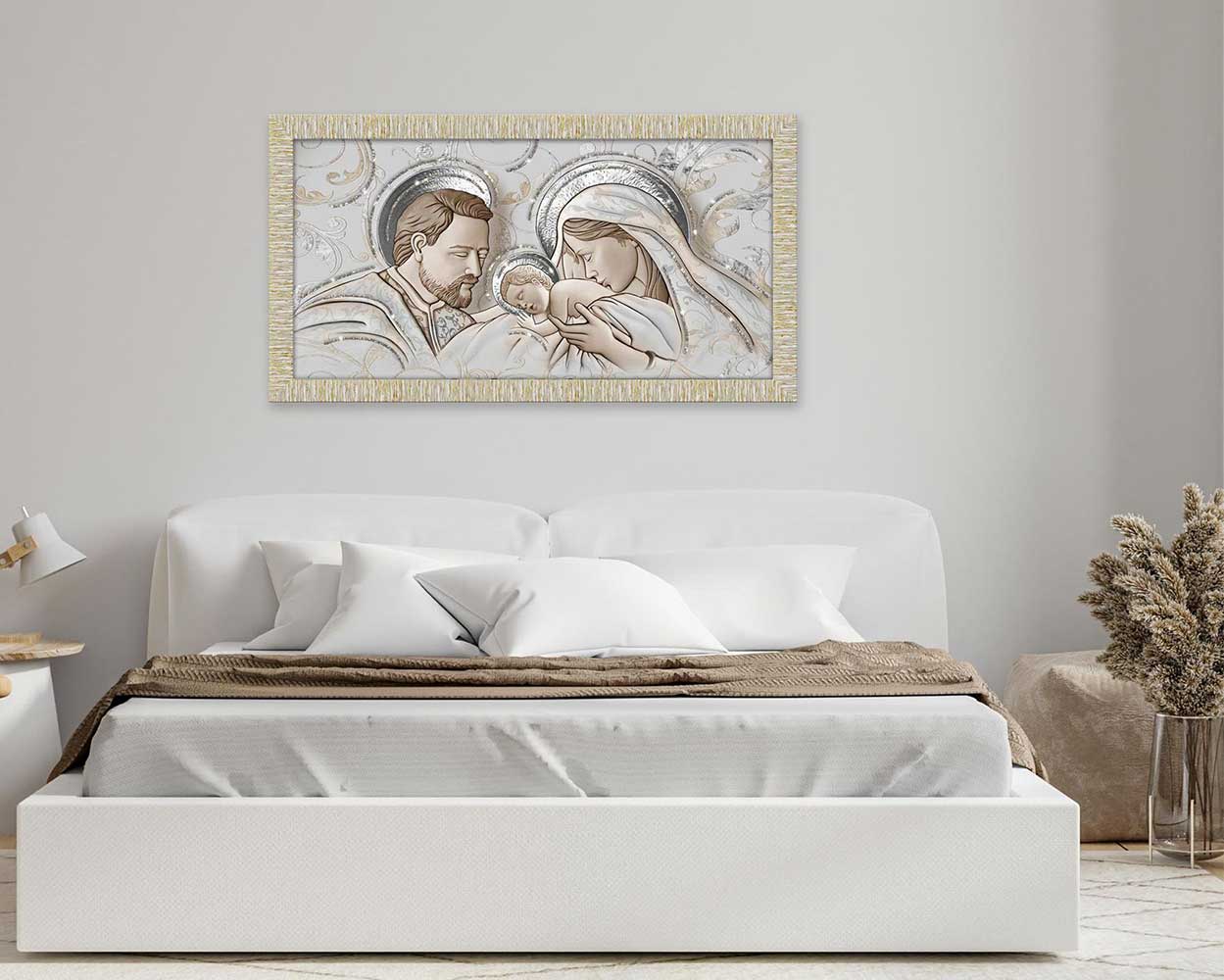 Quadro religioso Kiss Ceramic con glitter e cornice oro