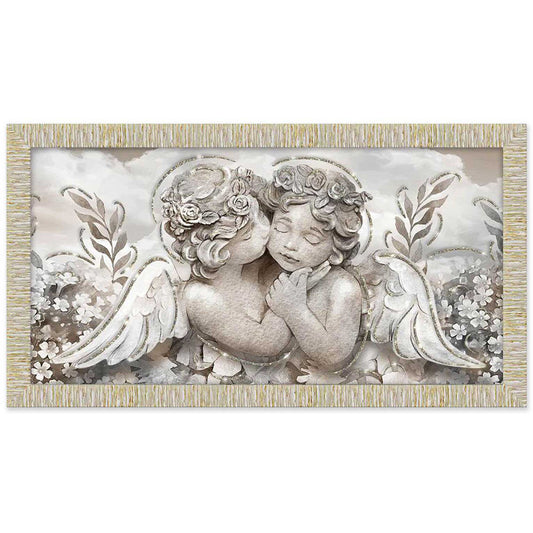 Quadro religioso Angioletti con glitter e cornice oro