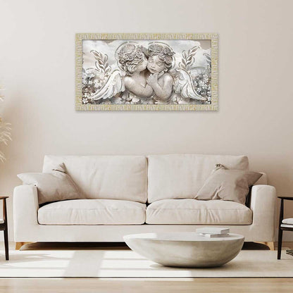 Quadro religioso Angioletti con glitter e cornice oro
