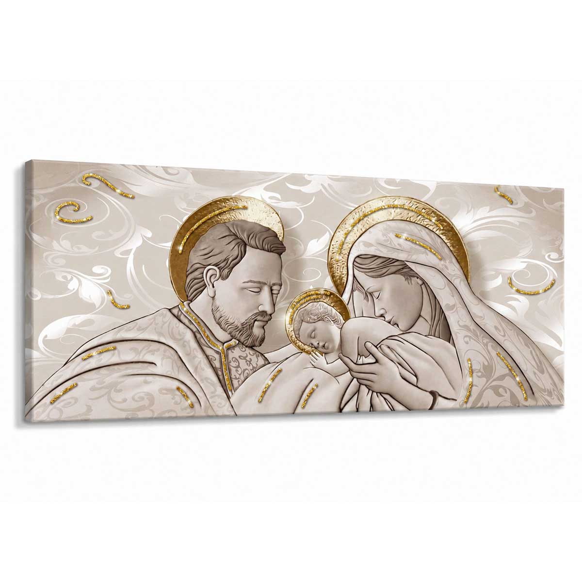 Quadro religioso Kiss Ceramic Brown su tela pvc con glitter