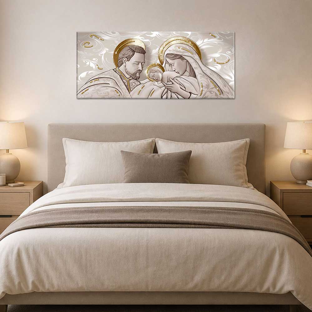 Quadro religioso Kiss Ceramic Brown su tela pvc con glitter