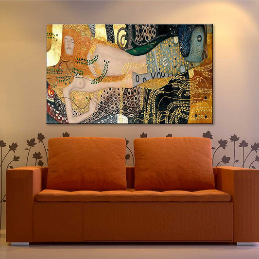 Quadro d’autore Klimt Serpenti d'Acqua su tela
