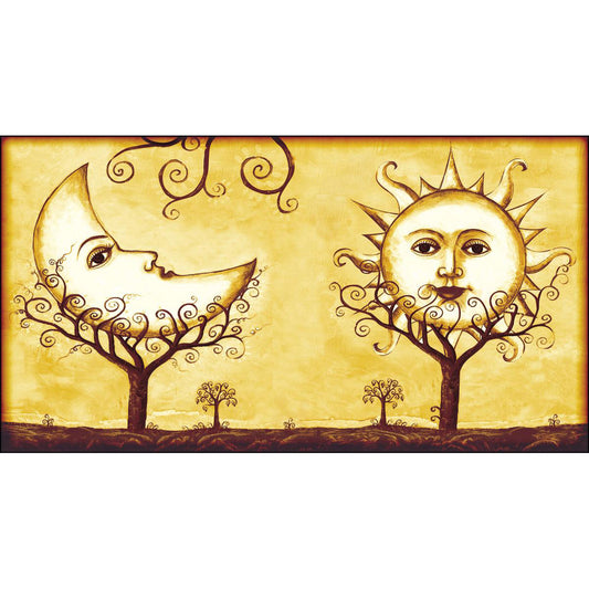 Quadro etnico Sole e Luna su tela