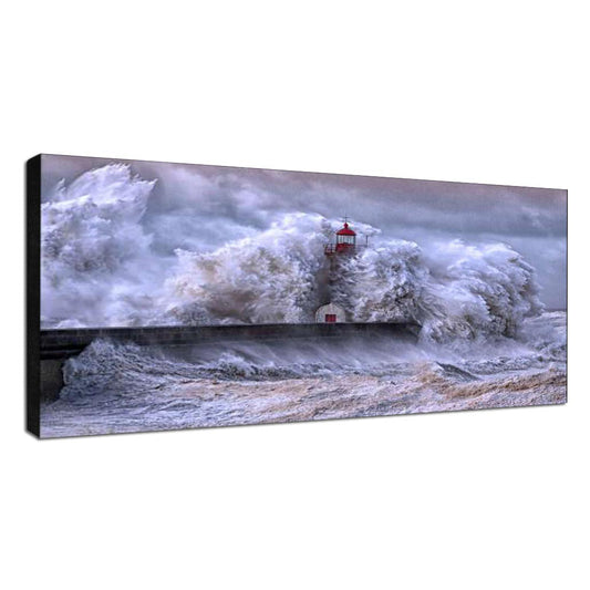 Quadro paesaggio Faro in Tempesta su tela