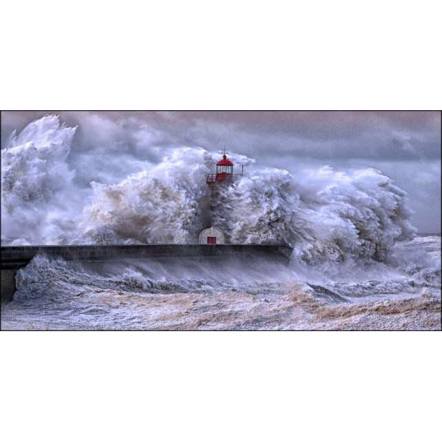 Quadro paesaggio Faro in Tempesta su tela