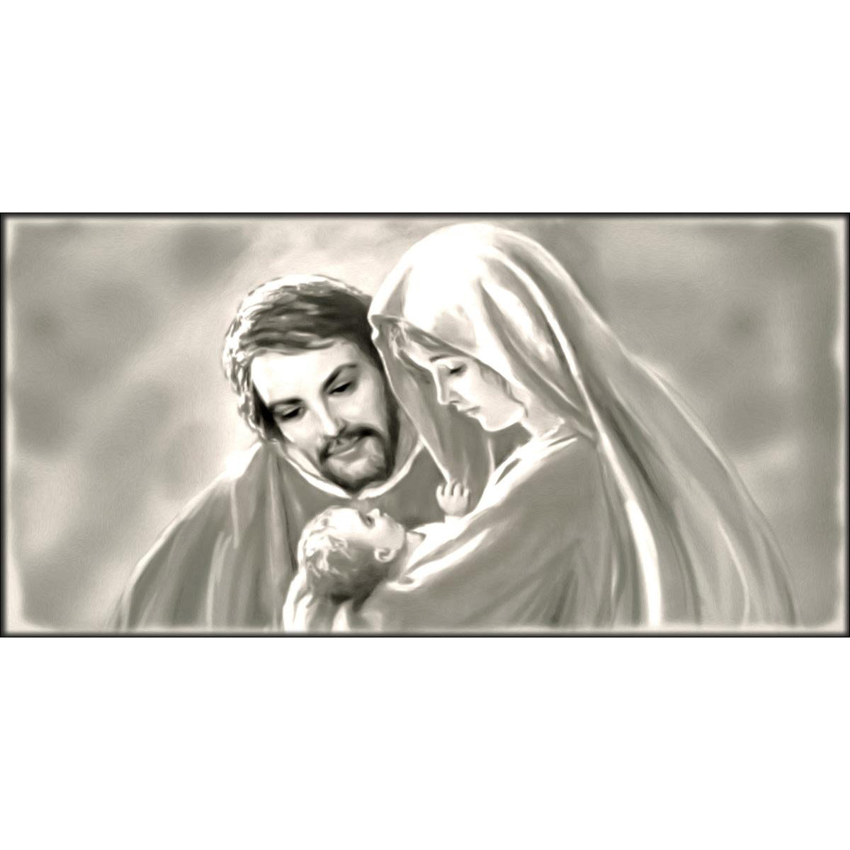Quadro religioso Sacra Famiglia Grigio su tela